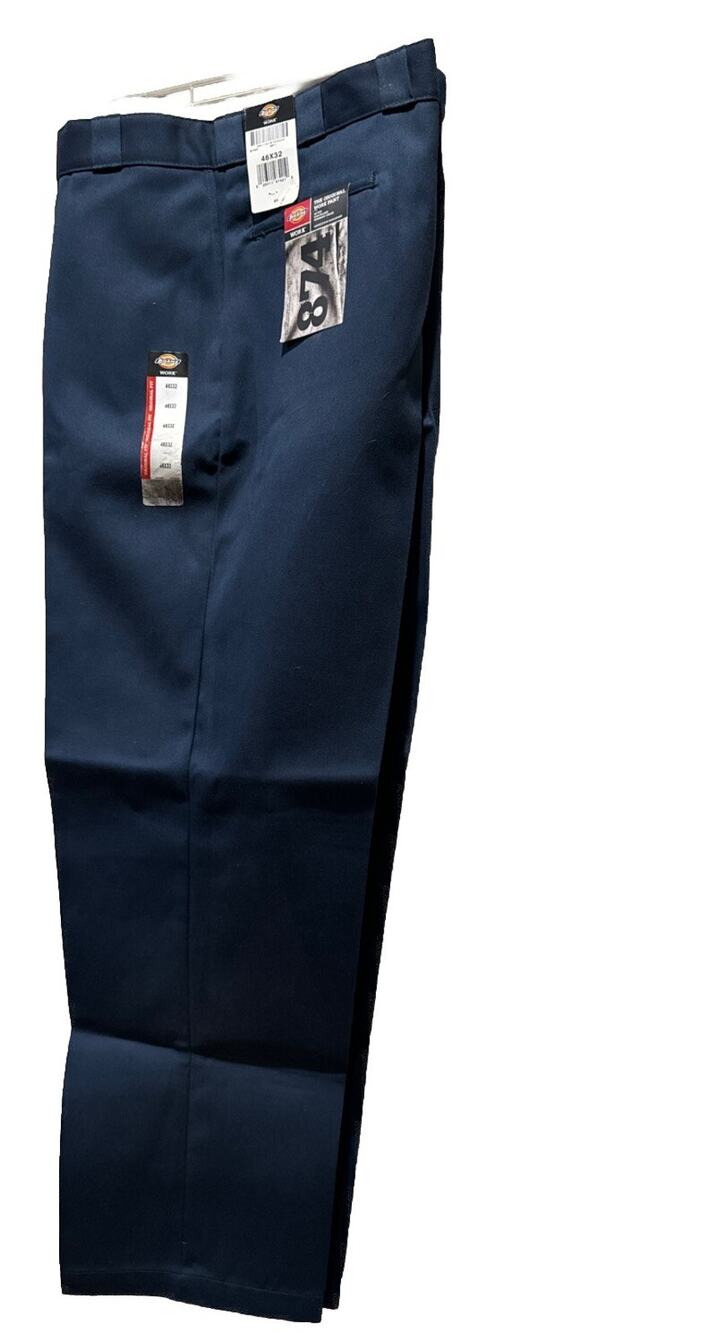 Dickies New 874 Plain Front 46 X 32 NWT Twill Work Navy Blue Pants